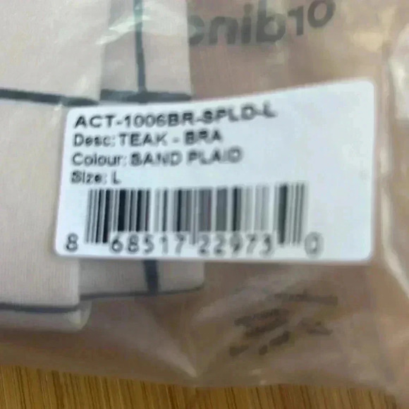 Stone Fox Active Teak Bra Sand Plaid NWT Size Large - Picture 4 of 4